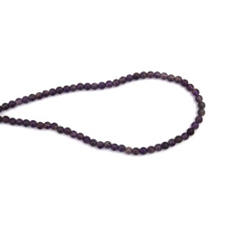 String of Semi-Precious Stone Beads AMETHYST, Ball: 4 mm ~103 pieces