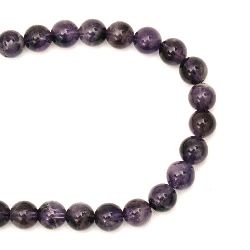 String Ball-shaped Gemstone Beads / AMETHYST, Ball: 10 mm ~40 pieces