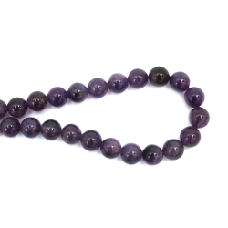 String of Semi-Precious Stone Beads AMETHYST, Ball: 12 mm ~ 32 pieces