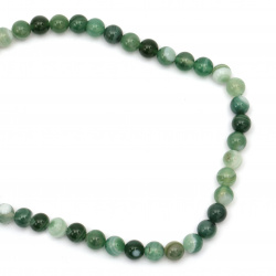 Natural Striped Agate Round Beads Strand, Dyed, Green 8mm ~ 48 pcs