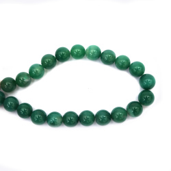 String of beads Agate, semi-precious stone, striped green ball 14 mm ±28 pieces