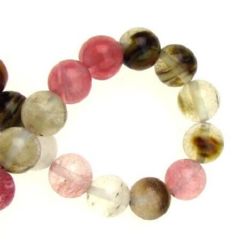 Natural semi-precious stone Tourmaline Quartz, smooth, round beads string assorted colors 8 mm ~ 46 pieces