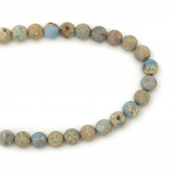 String Semi-precious Stone Beads / Matte Blue REGALITE, Ball: 8 mm ~ 48 pieces