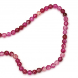 Natural Agate Round Beads Strand, Dyed, Hot Pink 6mm ~ 68 pcs