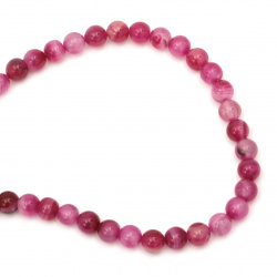 Natural, Dyed Agate Round Beads Strand, Hot Pink 10mm ~ 38 pcs