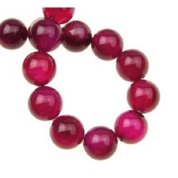 Natural, Dyed Agate Round Beads Strand, Hot Pink 12mm ~ 33 pcs
