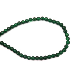 String of Natural Stone Beads for DIY Jewelry Art / Green AGATE, Ball: 6 mm ± 65 pieces