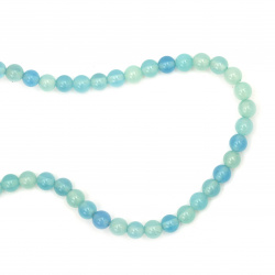 String of Colored Semi-precious Stone Beads / Blue AGATE, Ball: 6 mm ~ 65 pieces