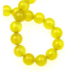 Natural, Dyed Agate Round Beads Strand, Yellow 8mm ~ 48 pcs
