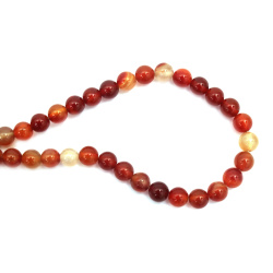 String of Beads AGATE semi-precious stone, striped, orange, ball 10 mm ~37 pieces
