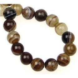 Natural LACE AGATE Beads String / Brown, Ball: 6 mm ± 62 pieces