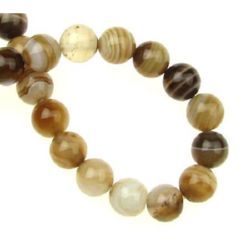 Semi-precious Stone LACE AGATE Beads for DIY Jewelry, Brown, Ball: 8 mm ± 62 pieces