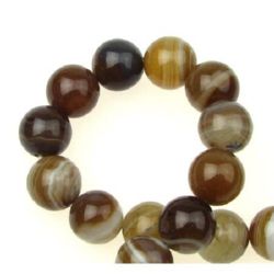 String Natural Stone Beads for Jewelry Design / Brown LACE AGATE, Ball: 12 mm ± 33 pieces 