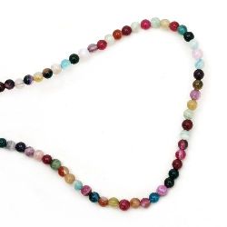 Natural Striped Agate Round Beads Strand, Assorted Colors Ball 4mm ~ 94 pcs