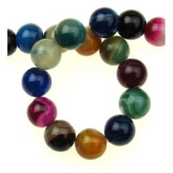 Natural Striped Agate Round Beads Strand, Dyed, Assorted Colors 12mm ~ 32 pcs