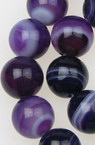 Natural Striped Agate Round Beads Strand, Dyed, Indigo10mm ~ 38 pcs