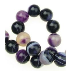 Natural Striped Agate Round Beads Strand, Dyed, Indigo 14mm ~ 28 pcs