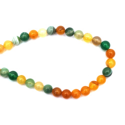 Natural Agate Round Beads Strand, Dyed, Multicolor 10mm ~ 40 pcs