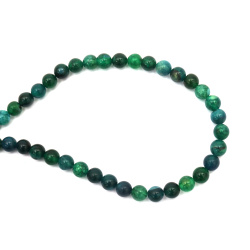 Natural Agate Round Beads Strand, Dyed, Green 8mm ~ 49 pcs