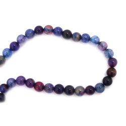 Agate Strand of beads, semi-precious stone, cracked purple-blue, ball 8 mm, ~48 pieces