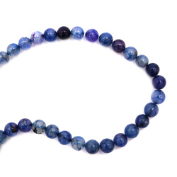 String of beads, semi-precious stone AGATE, cracked purple-blue, ball 10 mm, ~39 pieces