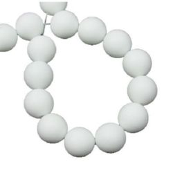 String of Semi-precious Synthetic Stone Beads / White AGATE, Ball: 12 mm ± 33 pieces