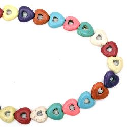 Perle de coarde semiprețioase piatră TURKOAZ inima sintetică multicolor 15x14x5,5 mm ~ 28 bucăți