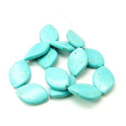 Gemstone Beads Strand, Synthetic Turquoise, Oval, 20x30x6 mm, ~14 pcs