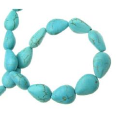 Gemstone Beads Strand, Synthetic Turquoise, Drop, 14x10x6mm ~29 pcs