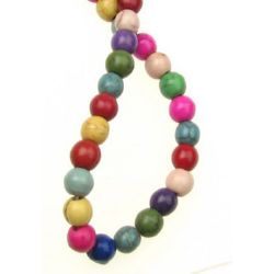 Gemstone Beads Strand, Synthetic Turquoise, Round, Mixed color, 6mm, ~68 pcs