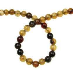 Natural Agate Round Beads Strand, Dyed, Amber 6mm ~ 65 pcs