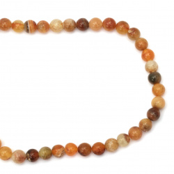 FIRE AGATE / Semi-precious Cracked Stone Beads, Brown, Ball: 10 mm ± 39 pieces