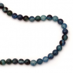 Natural Striped Agate Round  Beads Strand, Dyed, Indigo 12 mm ~ 33 pcs