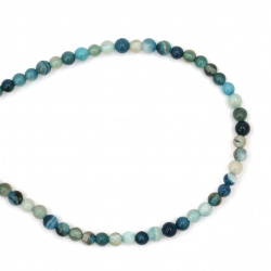 String Small Striped Semi-precious Stone Beads / BLUE AGATE, Ball: 4 mm ~ 93 pieces