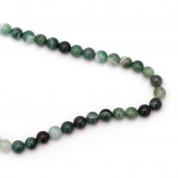 Natural Striped Agate Round  Beads Strand, Dyed, Green 10mm ~ 38 pcs