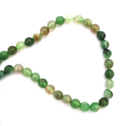 Natural Striped Agate Round  Beads Strand, Dyed, Green 8mm ~ 48 pcs