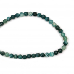 String Striped Semi-precious Stone Beads / GREEN AGATE, Ball: 6 mm ~ 64 pieces