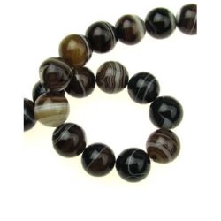 Natural Striped Agate Round Beads Strand, Died, Brown, Class A  12mm ~ 32 pcs