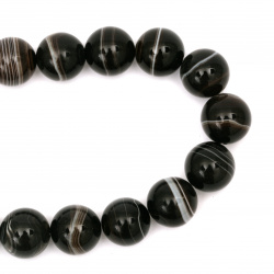 String Natural Stone Beads / Brown STRIPED AGATE, Class: A, Ball: 20 mm ~ 20 pieces