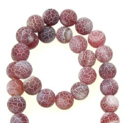 Natural Agate Round Beads, Dyed, Frosted, Crackle, Amber 8mm ~ 49 pcs