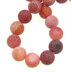 Natural Agate Round Beads, Dyed, Frosted, Crackle, Amber 12mm ~ 33 pcs