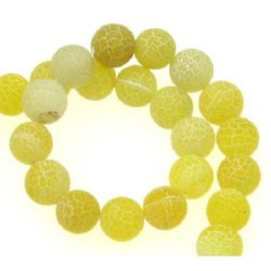 Natural Agate Round Beads, Dyed, Frosted, Crackle, Yellow 10mm ~ 40 pcs