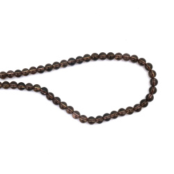 String of Semi-Precious Stone Beads Natural Smoky QUARTZ  Grade A, Ball: 6 mm ~ 60~64 pieces