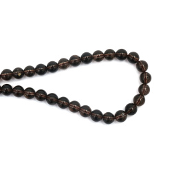 String of Semi-Precious Stone Beads Natural Smoky QUARTZ   Grade A / Ball: 8 mm ~ 47 pieces