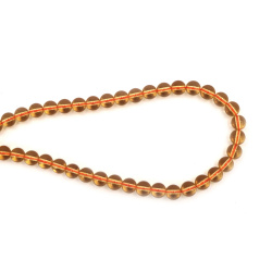 String of Semi-Precious Stone Beads Natural Mandarin QUARTZ,  Ball: 6 mm ~ 63 Pieces