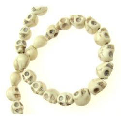 Gemstone Beads Strand, Synthetic Howlite, Skull, White, 8x10x9mm ~38 pcs