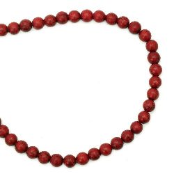 Gemstone Beads Strand, Synthetic Turquoise, Round, Red, 8mm ~47 pcs