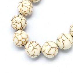 Margele de sfoară piatră semiprețioasă TURCOASE bilă alb sintetică 6 mm ~ 65 bucăți
