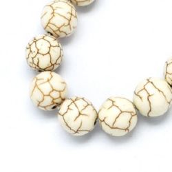 Strand de margele de piatră prețioasă, TURCOASE sintetic, bila alb, 8 mm, ~ 50 buc