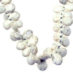 Gemstone Beads Strand, Synthetic Turquoise, Drop, White, 12x16x7mm, ~72 pcs